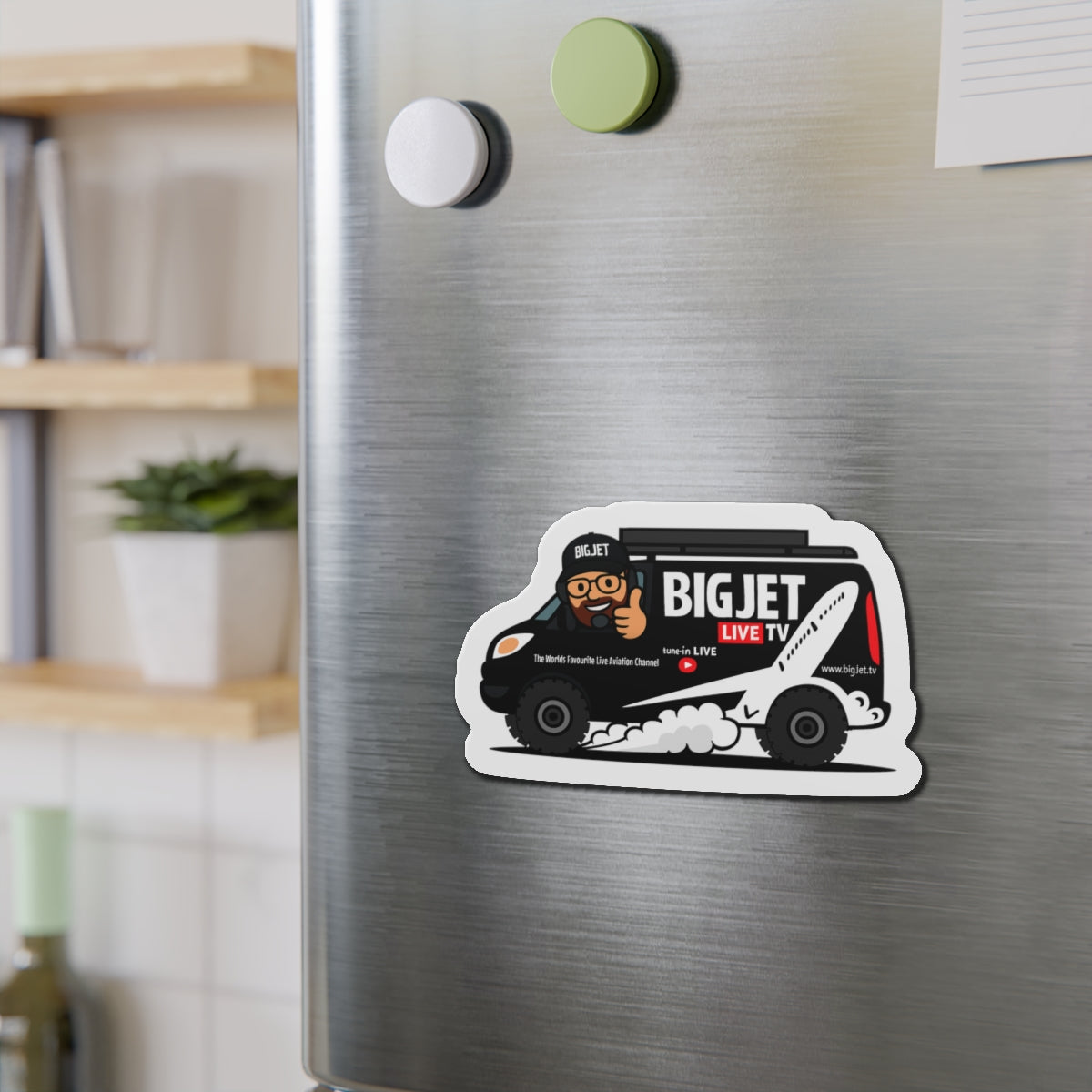 Big Jet TV Van Die-Cut Fridge Magnet