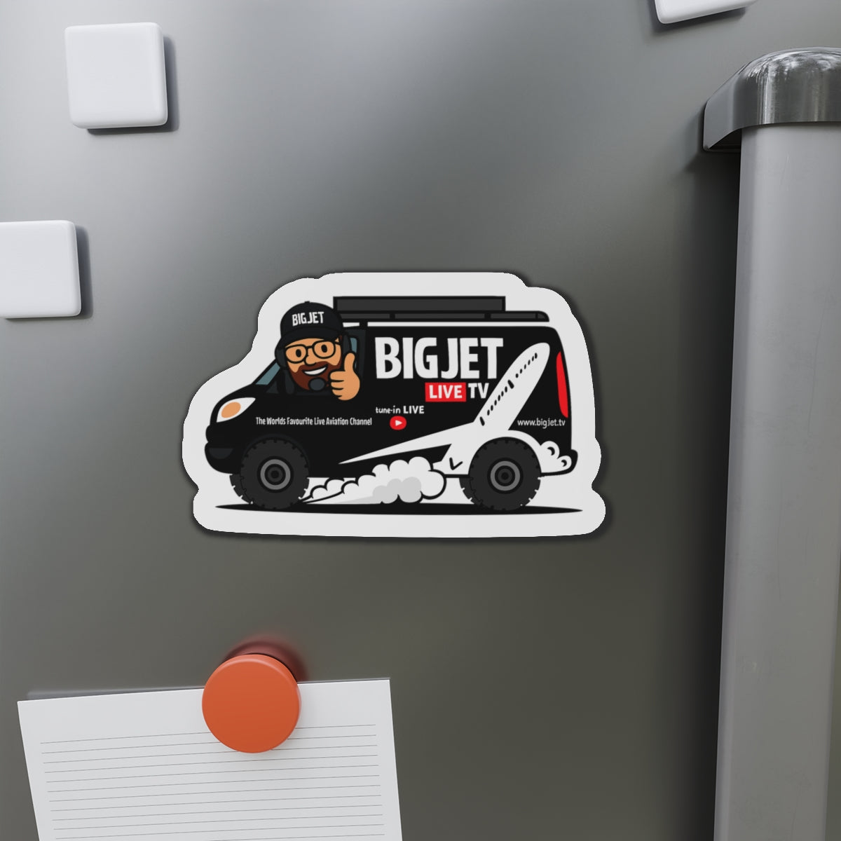 Big Jet TV Van Die-Cut Fridge Magnet