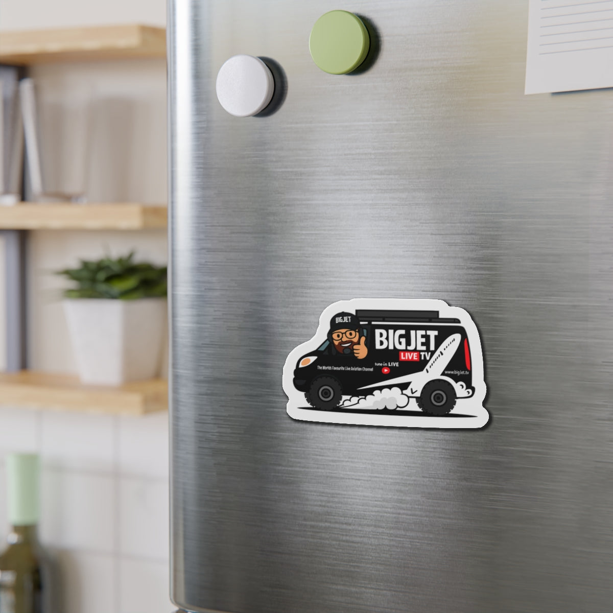 Big Jet TV Van Die-Cut Fridge Magnet