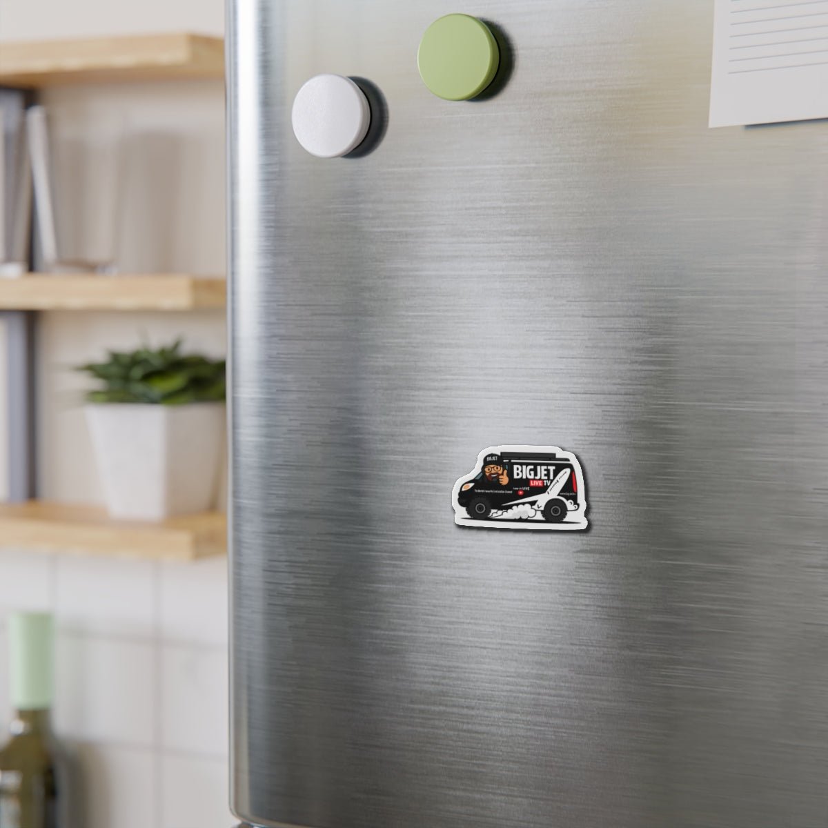 Big Jet TV Van Die-Cut Fridge Magnet