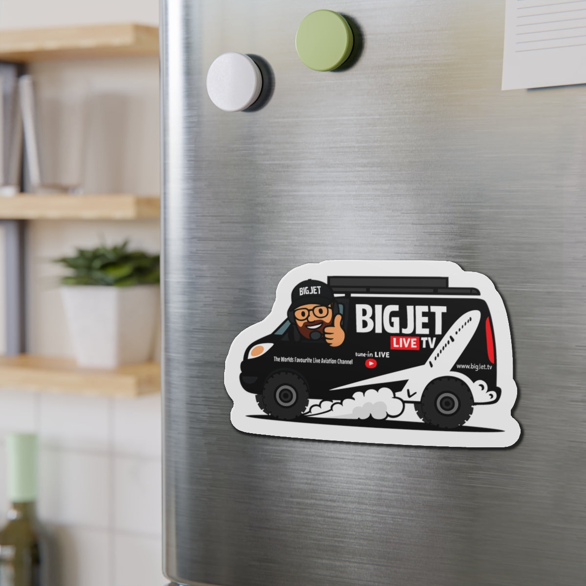 Big Jet TV Van Die-Cut Fridge Magnet
